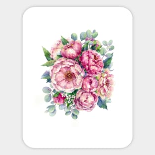 Peonies with buds Sticker